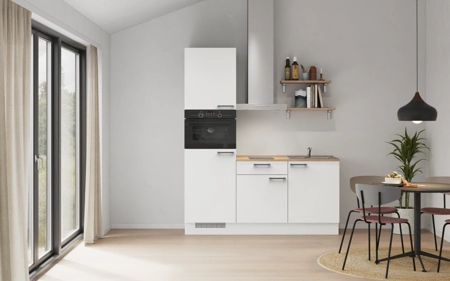 möbelnavi Küchen-Zeile 180 cm mit E-Geräten Planung 9 Alpinweiß matt Touch