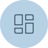 Ein einfaches, blaues, kreisförmiges Symbol mit vier weißen quadratischen Segmenten, die in einem 2x2-Raster angeordnet sind und einer Fensterscheibe oder einem Dashboard-Layout ähneln. Ein einfaches, blaues, kreisförmiges Symbol mit vier weißen quadratischen Segmenten, die in einem 2x2-Raster angeordnet sind und einer Fensterscheibe oder einem Dashboard-Layout ähneln.