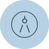 Ein blaues kreisförmiges Symbol zeigt in der Mitte ein minimalistisches Kompasssymbol, das Präzision und Messung in einem ruhigen und professionellen Ton darstellt. Ein blaues kreisförmiges Symbol zeigt in der Mitte ein minimalistisches Kompasssymbol, das Präzision und Messung in einem ruhigen und professionellen Ton darstellt.